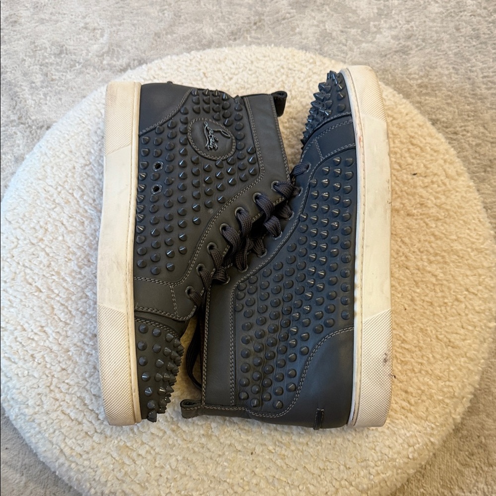 Christian Louboutin Grey Spiked Sneakers - Picture 5 of 6